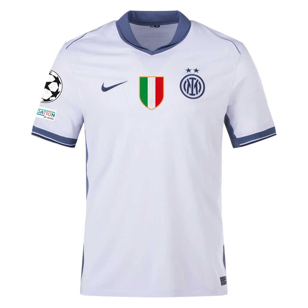 Nike Inter Milan Kristjan Asllani Away Jersey w/ Champions League + Scudetto Patch 24/25 (Summit White/Iris Whisper)