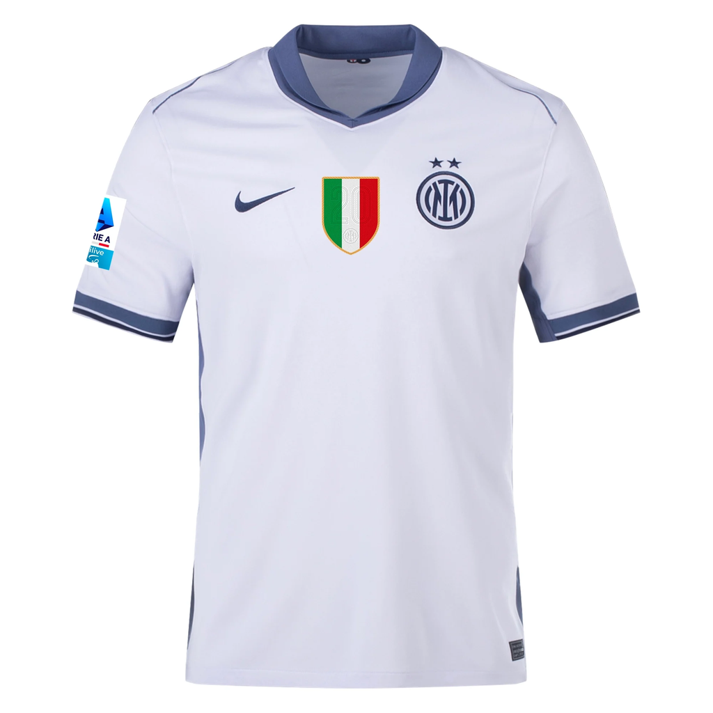 Nike Inter Milan Federico Dimarco Away Jersey w/ Serie A + Scudetto Patch 24/25 (Summit White/Iris Whisper)