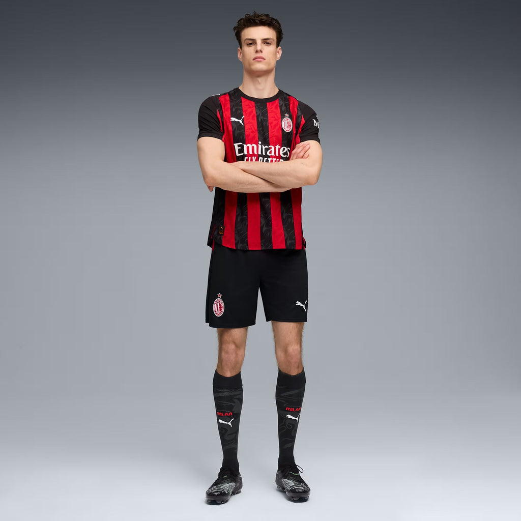 Puma Gabbia Men's AC Milan Authentic Home Jersey 25/26 w/ Seria A Patch (Red/Black)