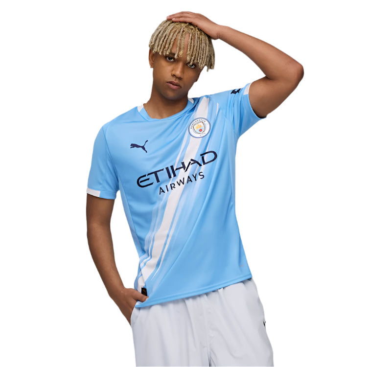 Puma Manuel Akanji Manchester City Home Jersey 25/26 w/ EPL + Sponsor Patch (Team Light Blue/Puma White)