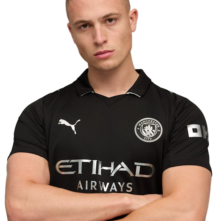 Puma O'Reilly Men's Manchester City Away Jersey 25/26 w/ NRFR + EPL Patches (Puma Black)