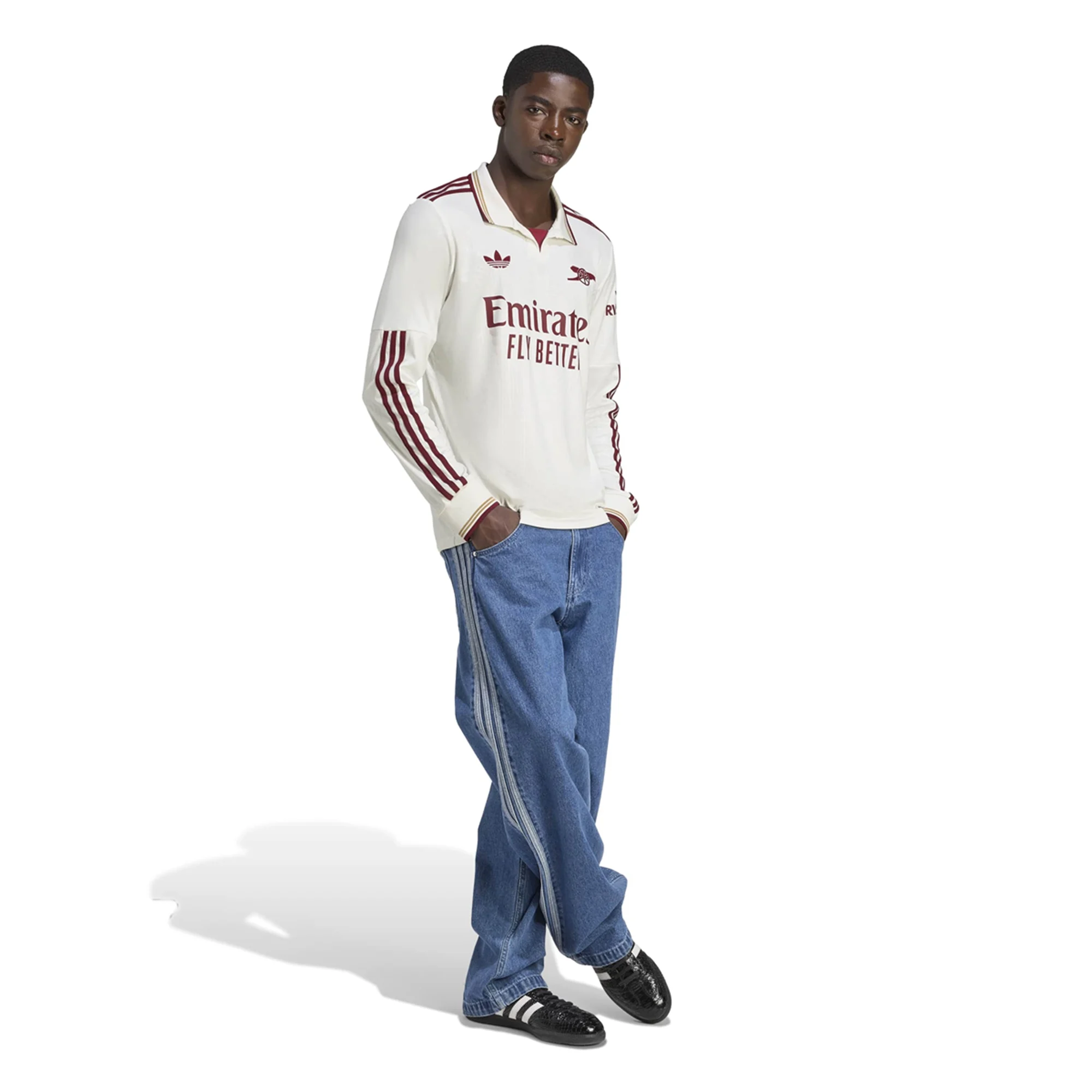 adidas Arsenal Viktor GyÃ¶keres Third Long Sleeve Jersey w/ EPL + No Room For Racism 25/26 (White/Burgundy)