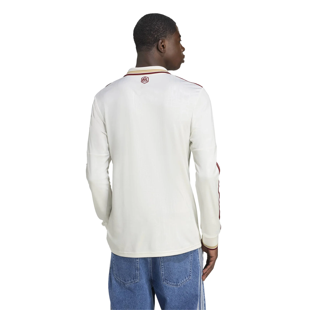 adidas Arsenal Martin Ã˜degaard Third Long Sleeve Jersey w/ EPL + No Room For Racism 25/26 (White/Burgundy)