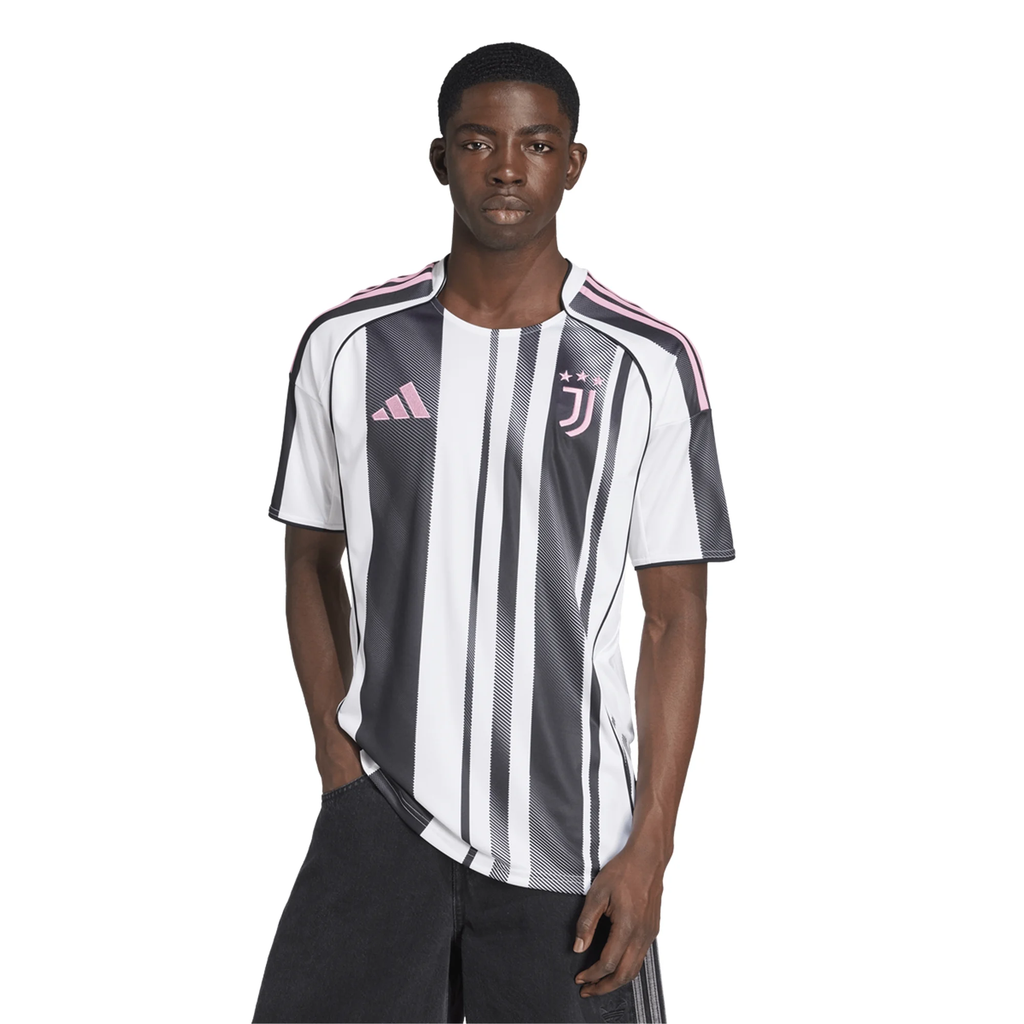 adidas Juventus Joao Mario Home Jersey w/ Champions League Patches 25/26 (White/Black/Pink)