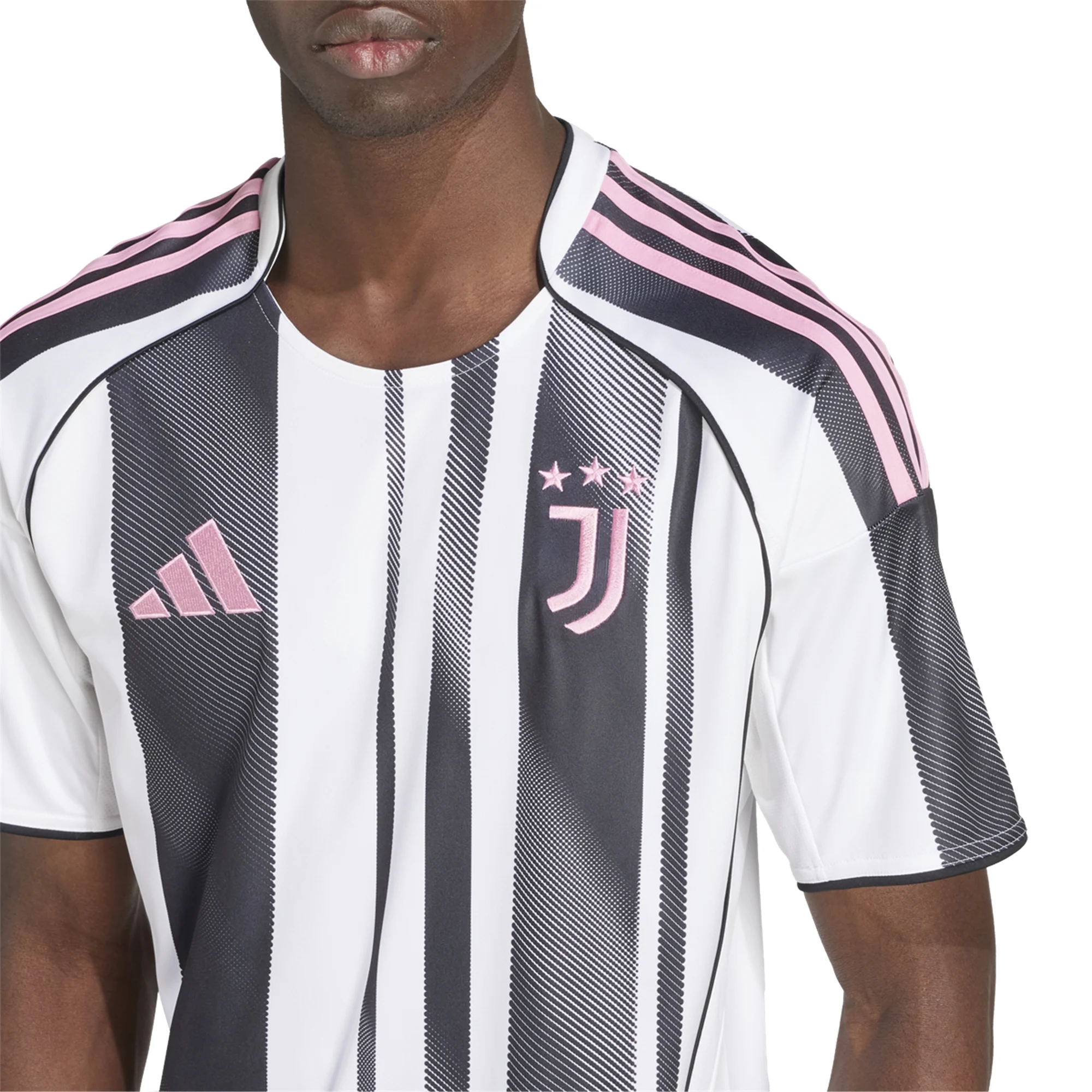 adidas Juventus Joao Mario Home Jersey w/ Champions League Patches 25/26 (White/Black/Pink)