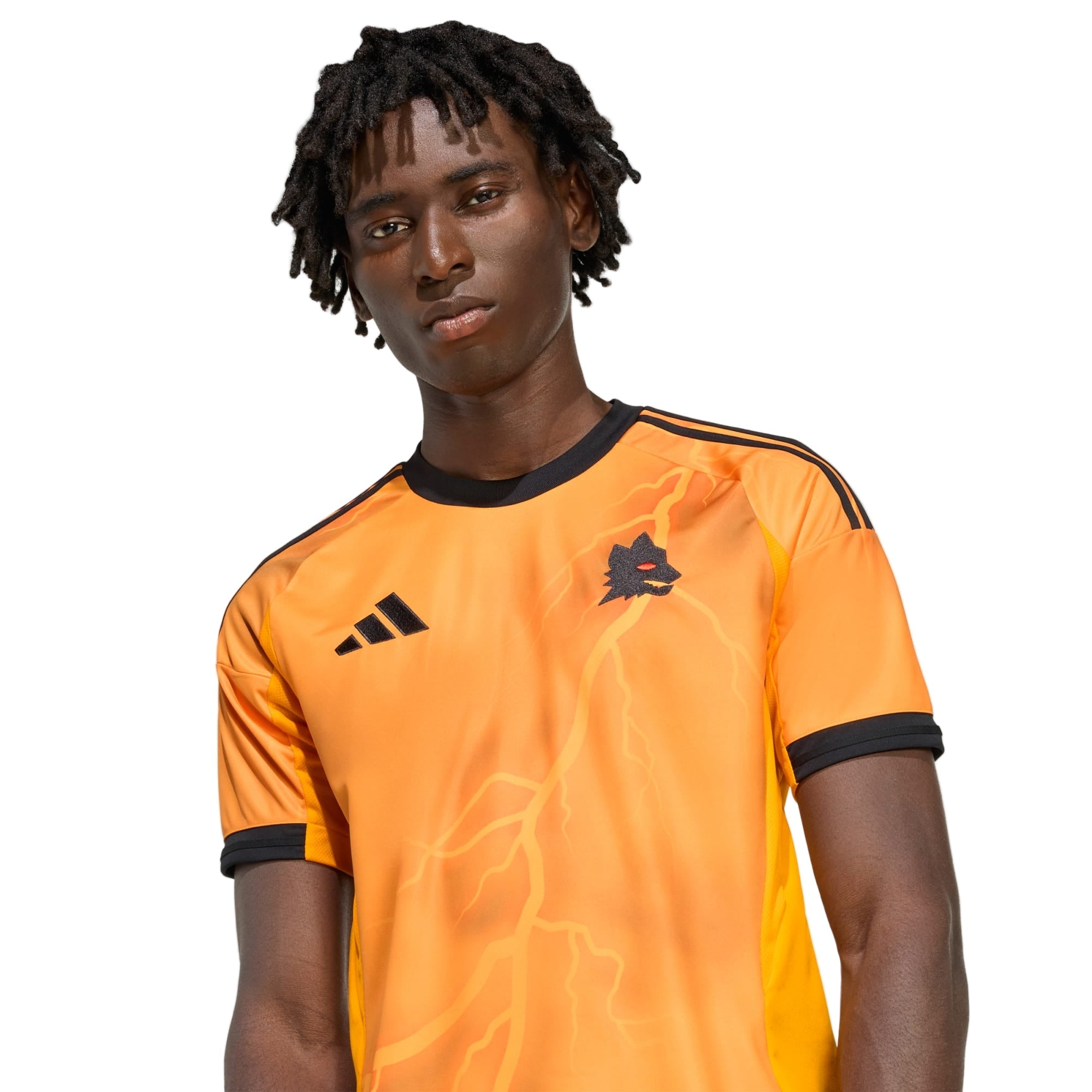 adidas Roma Leon Bailey Away Jersey w/ Europa League Patches 25/26 (Orange/Black)