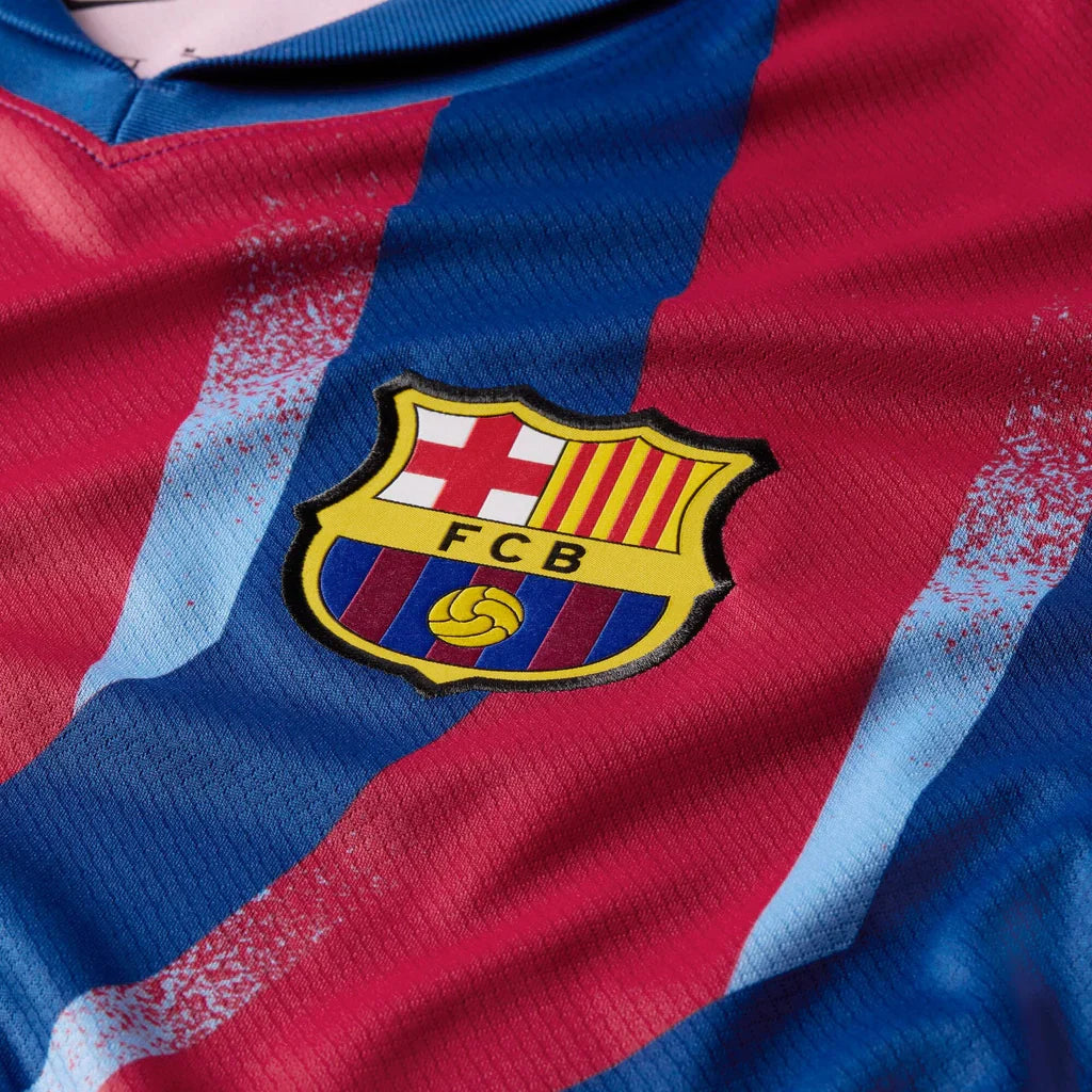 Nike Men's FC Barcelona Ferran 4th Jersey 25/26 w/ La Liga Patches (Blue/Red/Yellow)