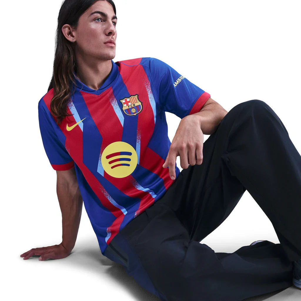 Nike Men's FC Barcelona M. Casado 4th Jersey 25/26 w/ La Liga Patches (Blue/Red/Yellow)