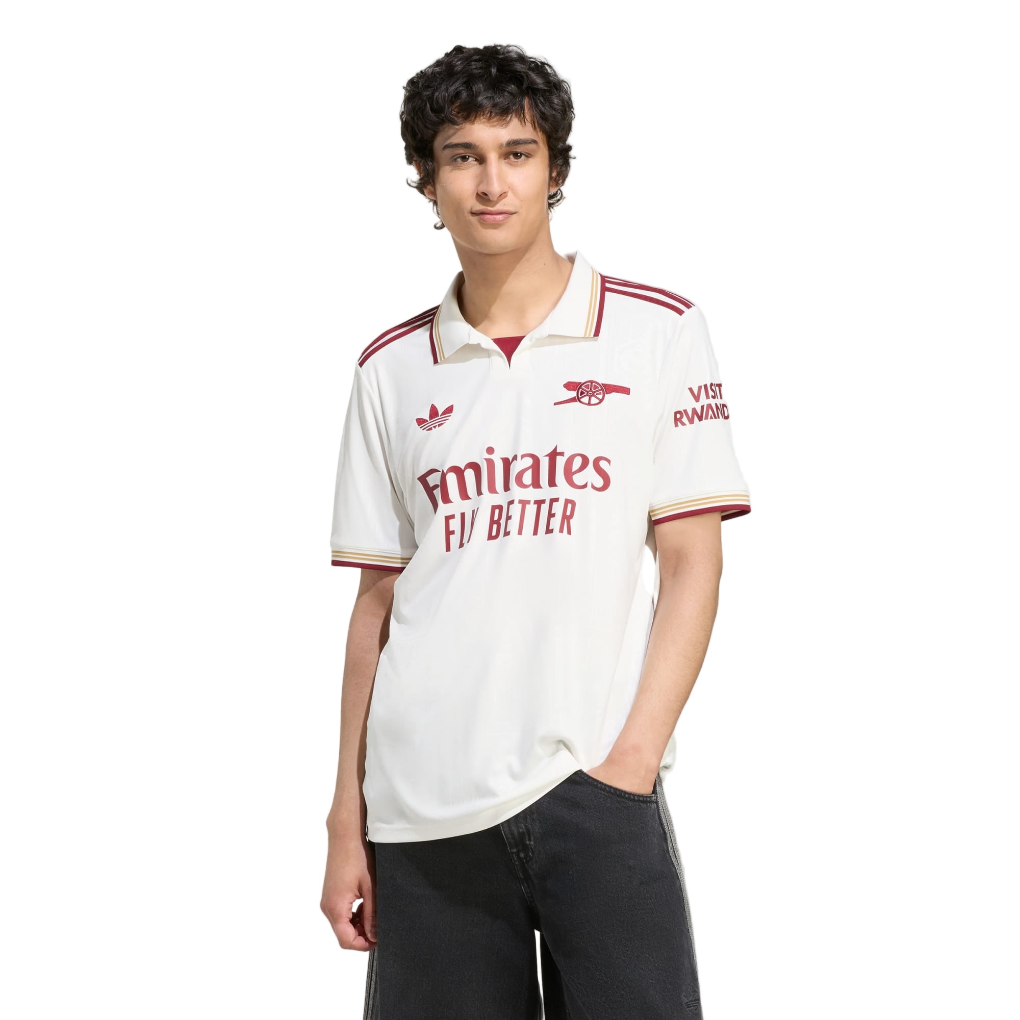 adidas Gyokeres Men's Arsenal FC Third Jersey 25/26 w/ NRFR + EPL Patches (White/Burgundy)