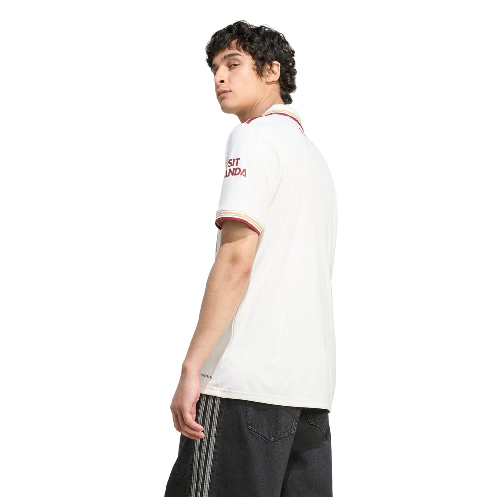 adidas Calafiori Men's Arsenal FC Third Jersey 25/26 w/ NRFR + EPL Patches (White/Burgundy)