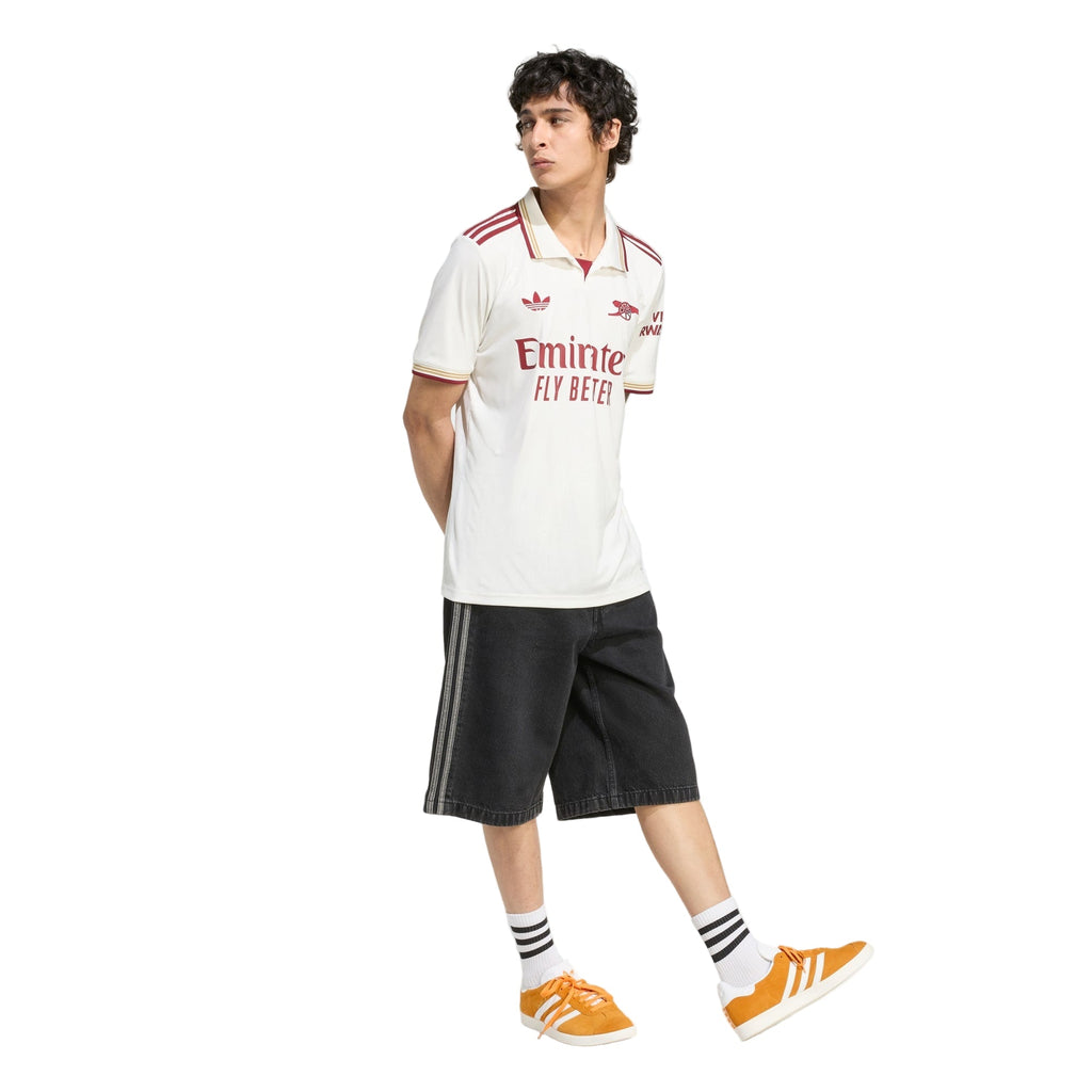 adidas Saliba Men's Arsenal FC Third Jersey 25/26 w/ NRFR + EPL Patches (White/Burgundy)