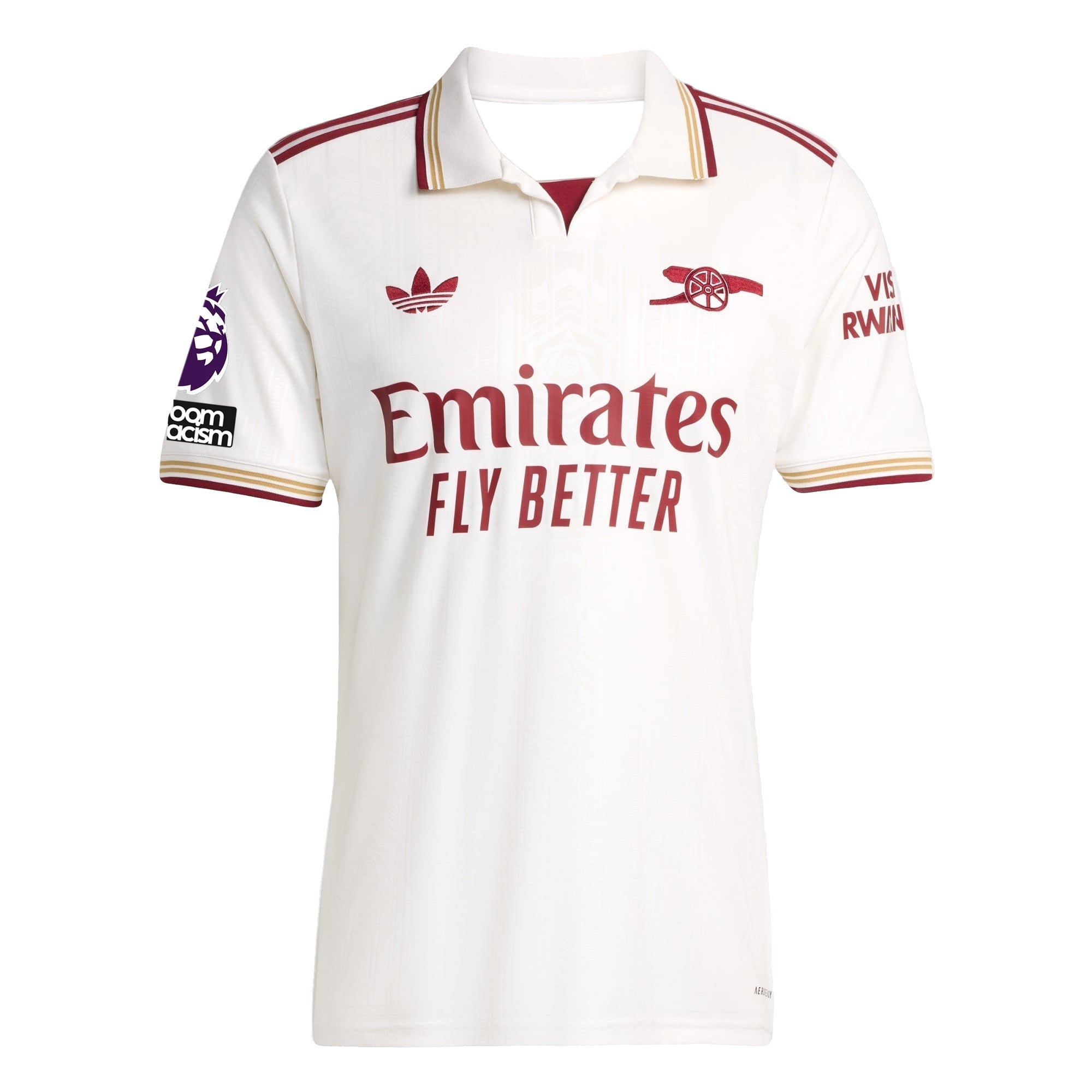 adidas Gyokeres Men's Arsenal FC Third Jersey 25/26 w/ NRFR + EPL Patches (White/Burgundy)