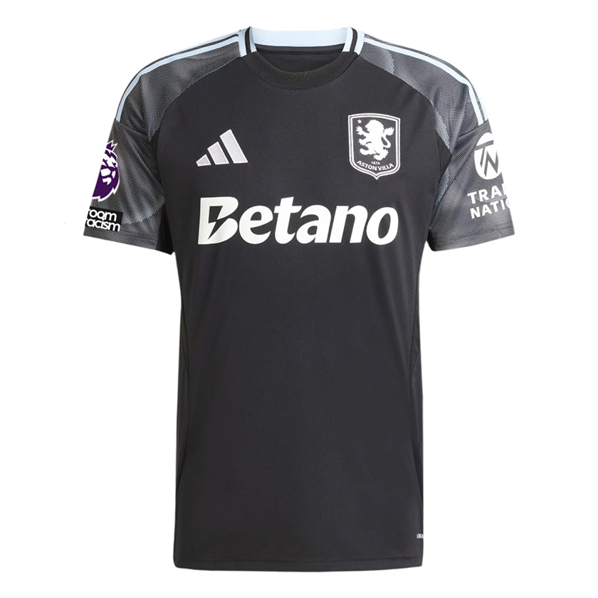 adidas Elliott Men's Aston Villa 25/26 Away Jersey w/ EPL + NRFR Patches (Black/Global Blue)