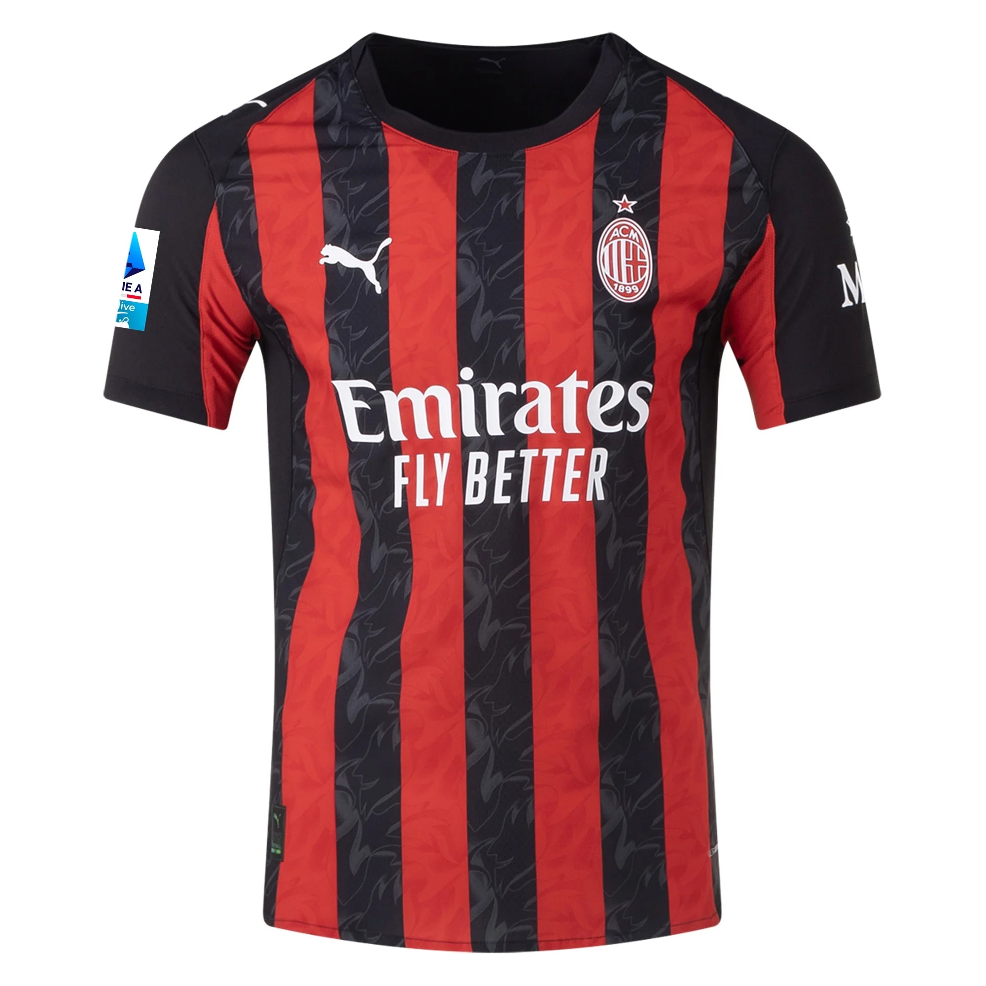 Puma Gimenez Men's AC Milan Authentic Home Jersey 25/26 w/ Seria A Patch (Red/Black)
