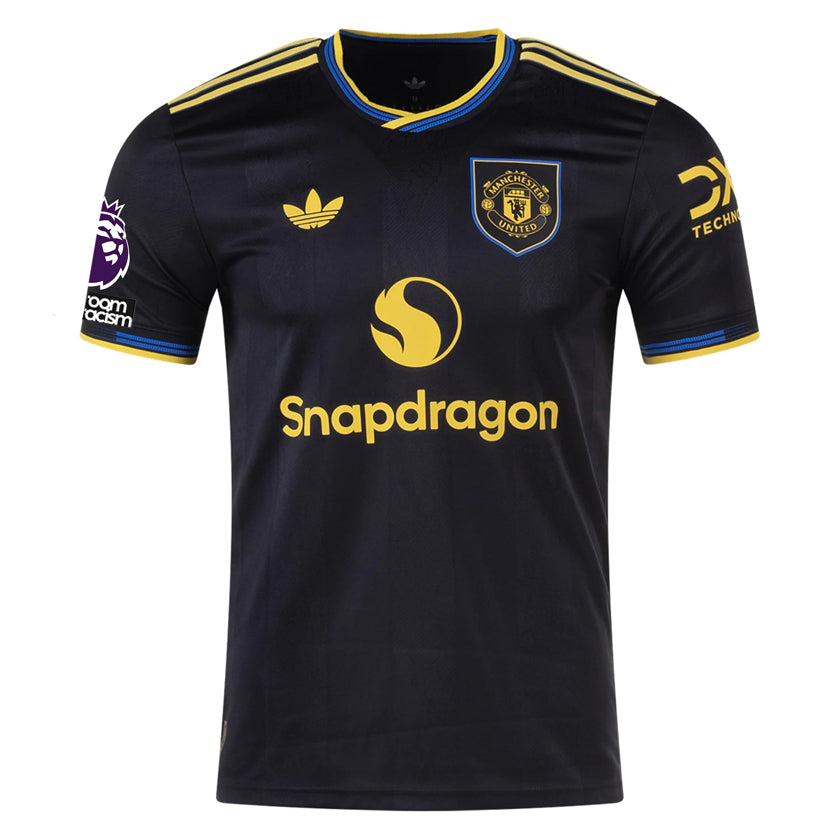 adidas Dorgu Men's Manchester United Authentic Third Jersey 25/26 w/ NRFR + EPL Patches (Black)