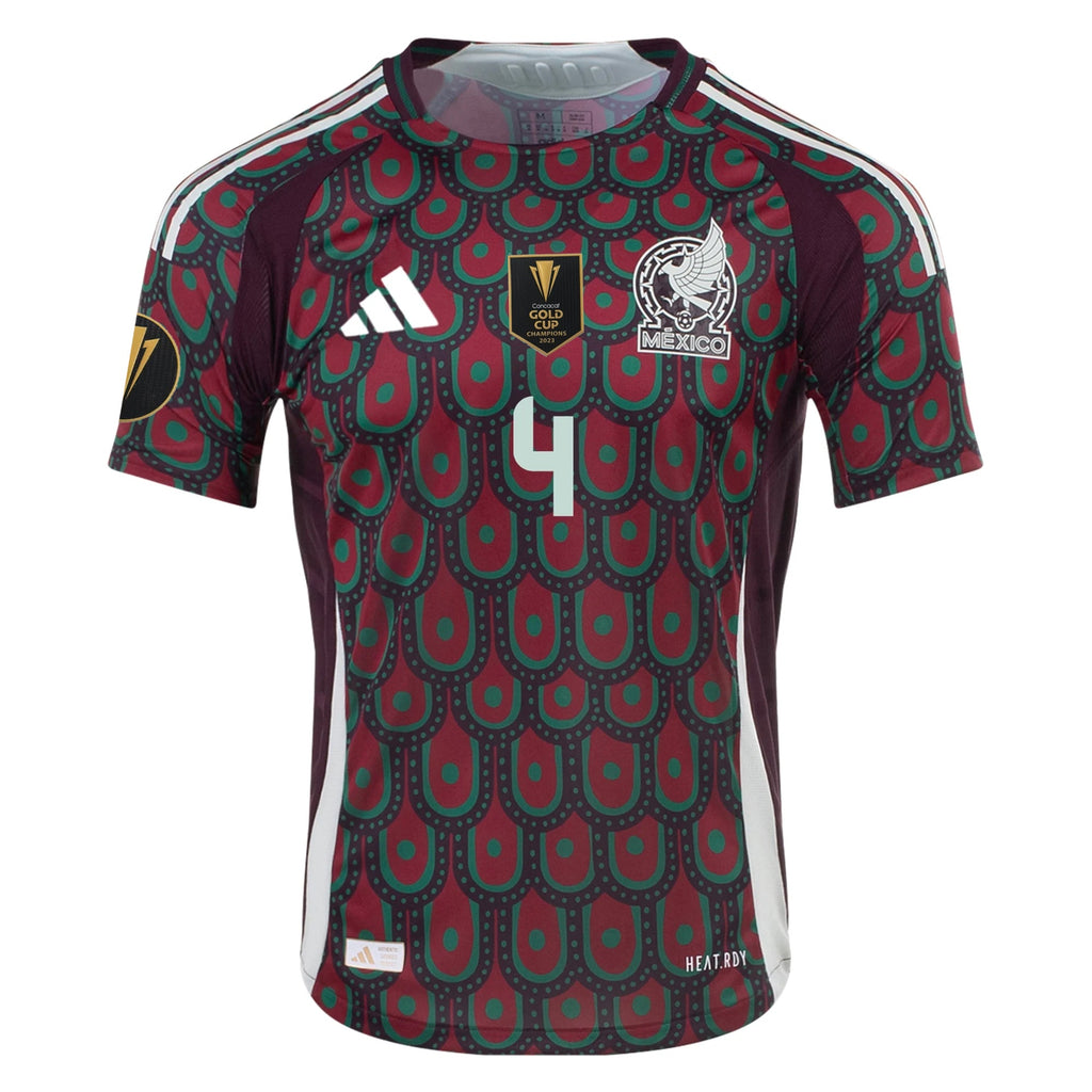 adidas Mexico Authentic Edson Álvarez Home Jersey 24/25 w/ Gold Cup 2025 Patchse (Multicolor)