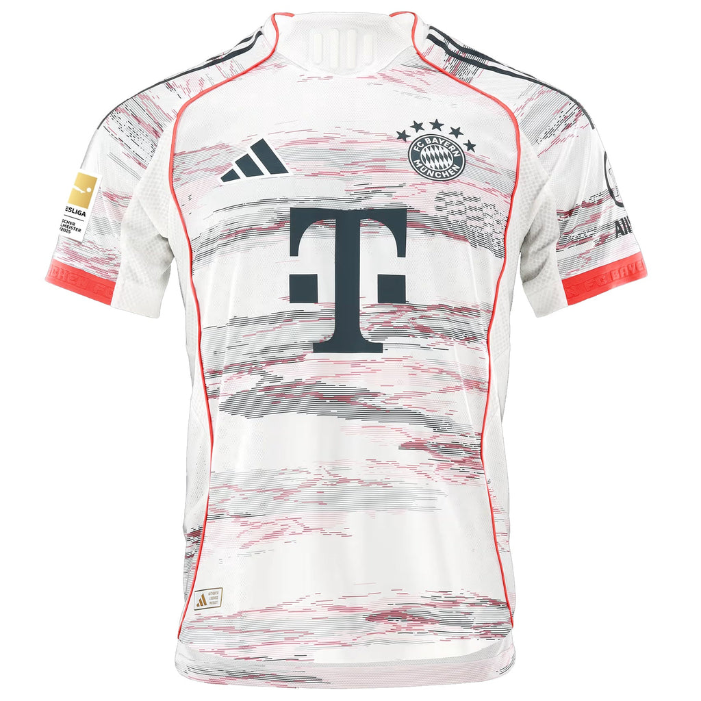 adidas Bayern Munich Authentic Away Jersey 25/26 w/ Sponsor + Meister Bundesliga Patch (White/Red)