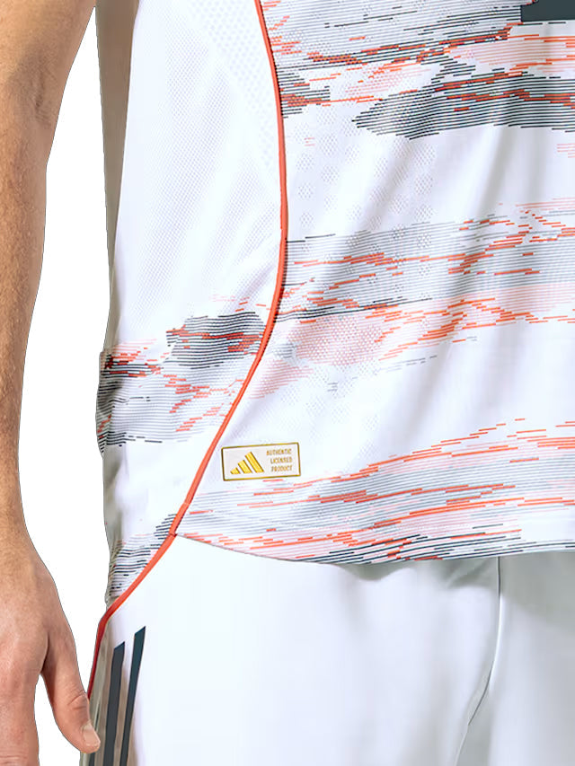 adidas Sane Authentic Away Jersey 25/26 w/ Sponsor + Meister Bundesliga Patch (White/Red)