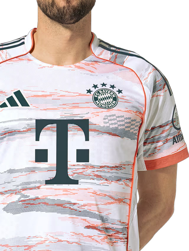 adidas Sane Authentic Away Jersey 25/26 w/ Sponsor + Meister Bundesliga Patch (White/Red)