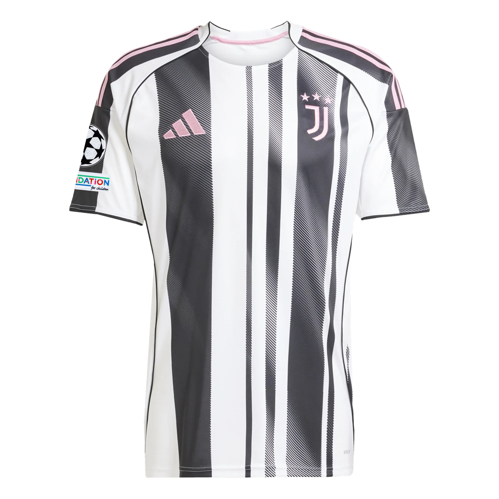 adidas Juventus Gatti Home Jersey w/ Champions League Patches 25/26 (White/Black/Pink)