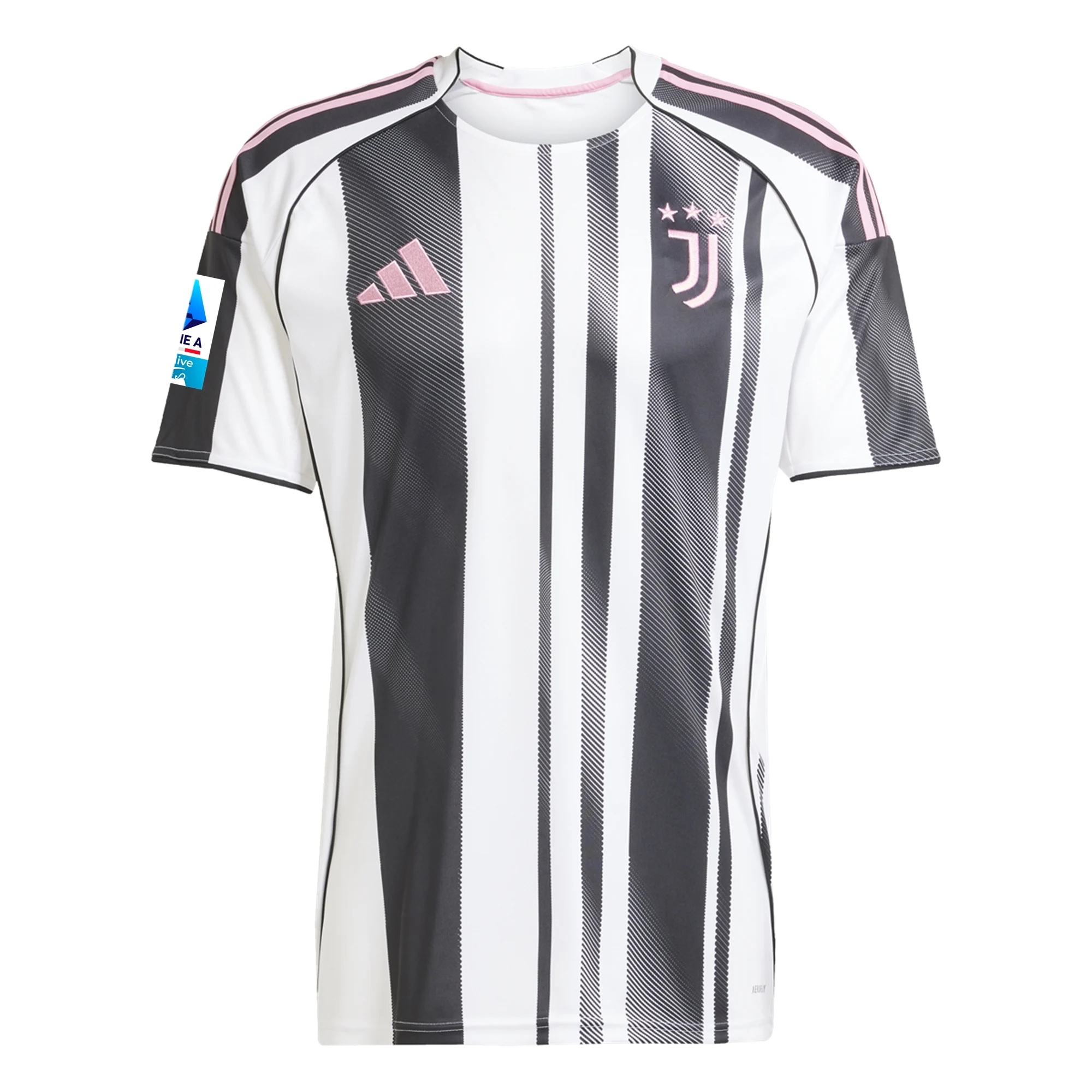 adidas Men's Juventus Kostic Home Jersey w/ Serie A Patch 25/26 (White/Black/Pink)
