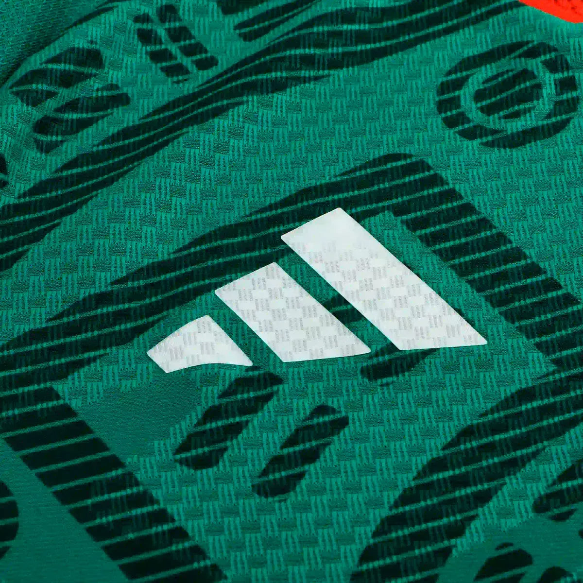 adidas Men's A. Vega Mexico Long-Sleeve Authentic Home Jersey 2026 (Bold Green)