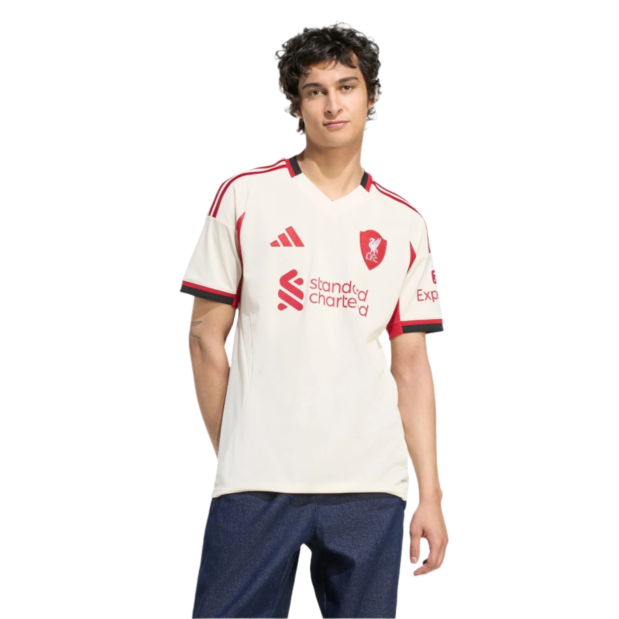 adidas Men's Liverpool Curtis Jones Away Jersey w/ EPL Champions Patch 25/26 (Wonder White)