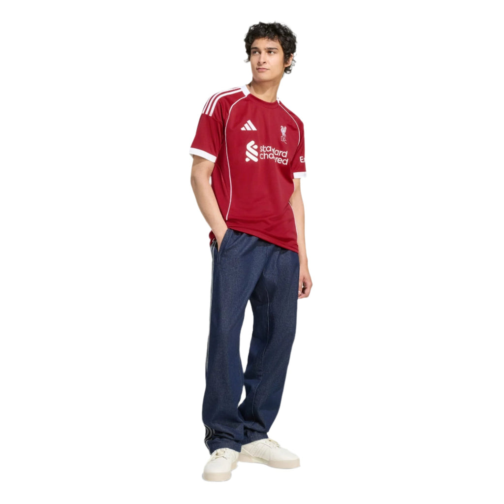 adidas Men's Liverpool Leoni Home Jersey 25/26 w/ Champions League Patches (Strawberry Red)