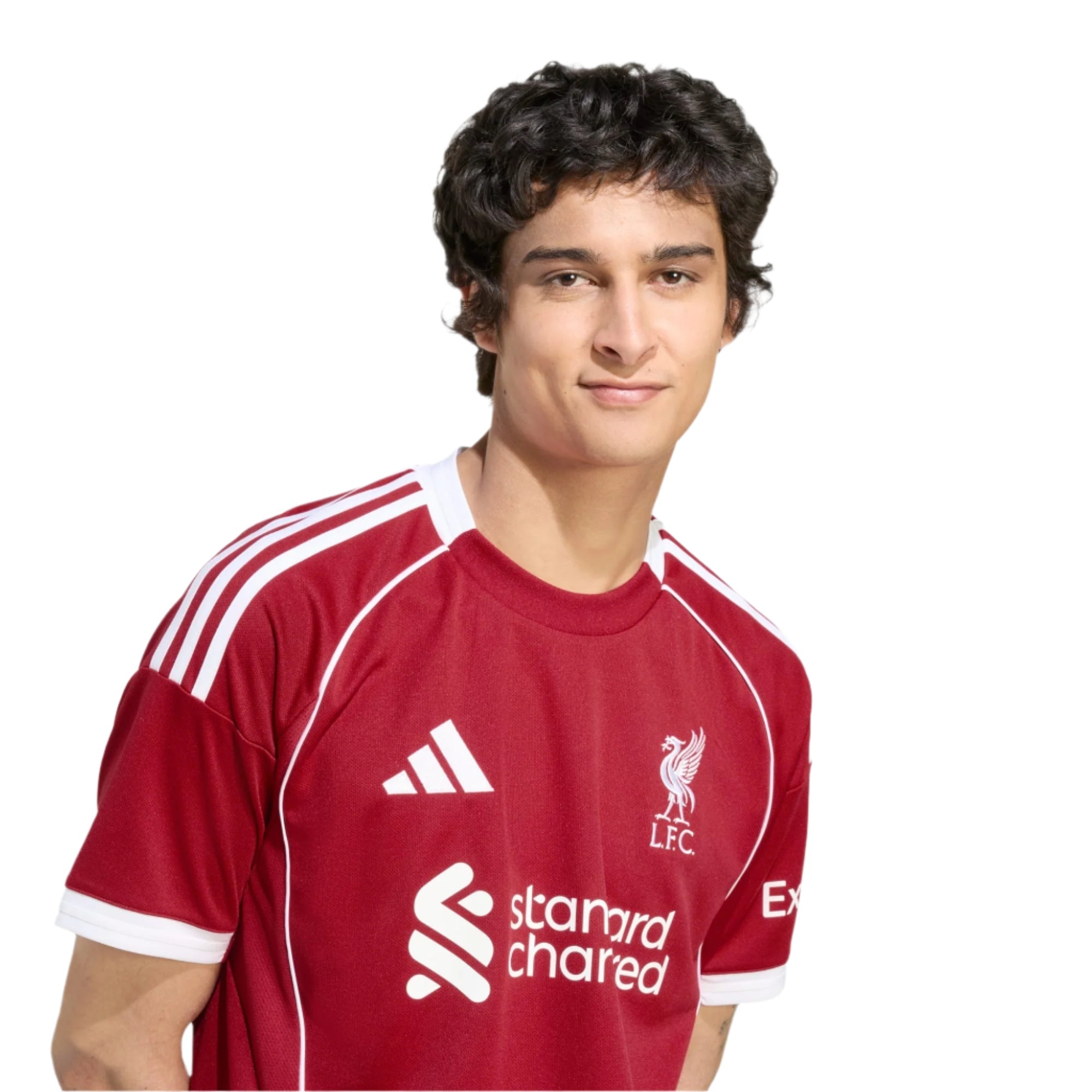 adidas Men's Liverpool Robertson Home Jersey 25/26 w/ Champions League Patches (Strawberry Red)