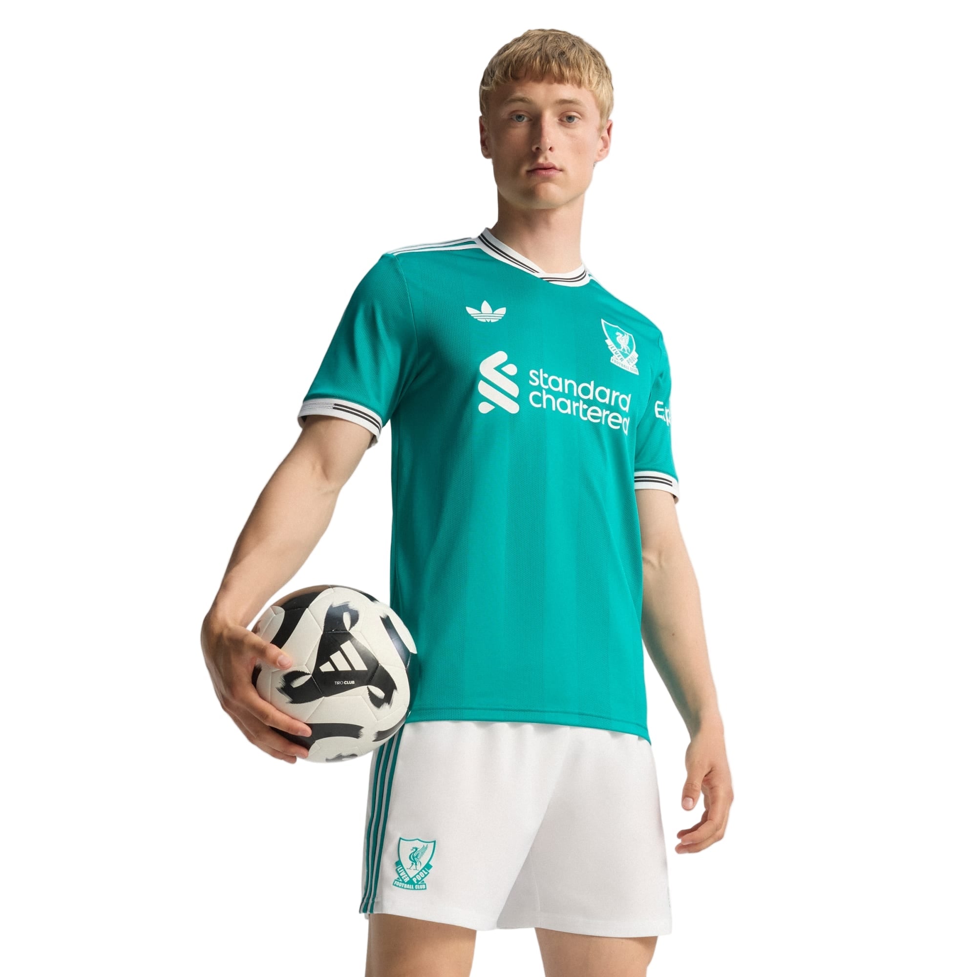 adidas Liverpool FC Authentic Third Jersey w/ EPL + No Room For Racism Patches 25/26 (Sea Green)