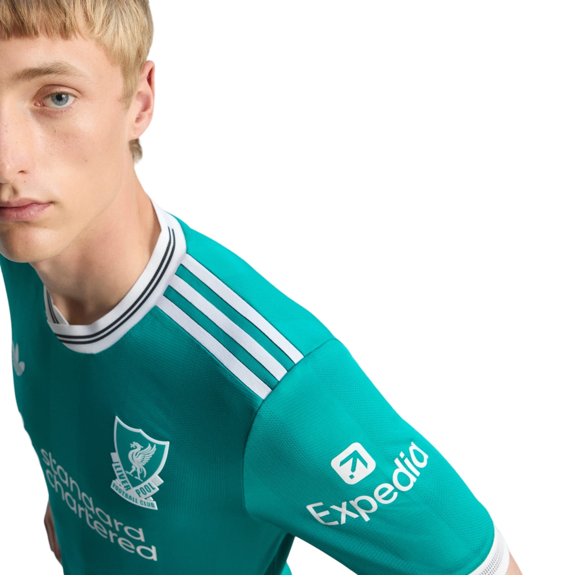 adidas Liverpool FC Authentic Virgil van Dijk Third Jersey w/ EPL + No Room For Racism Patches 25/26 (Sea Green)