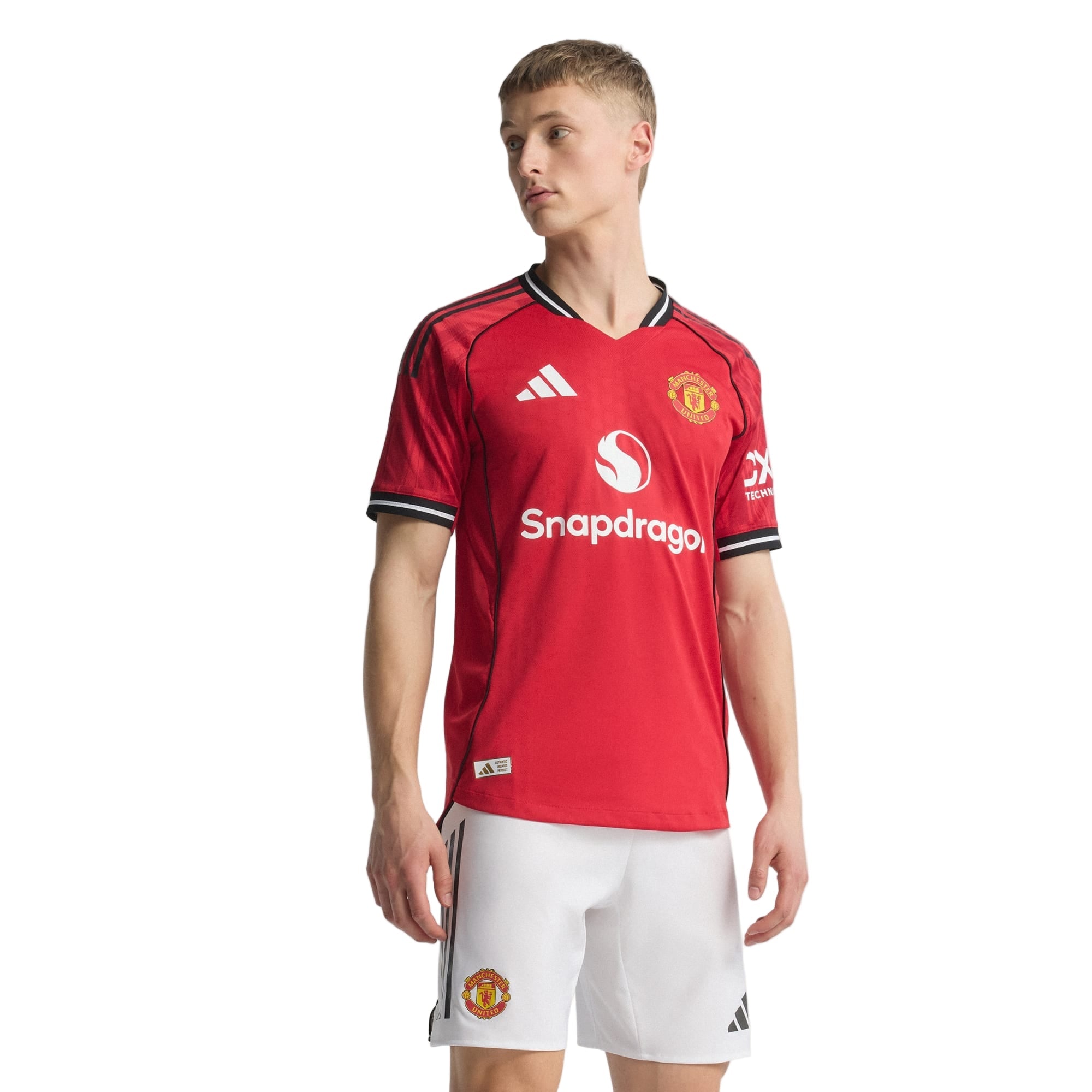 adidas Shaw Men's Manchester United Authentic Home Jersey 25/26 w/ NRFR + EPL Patch (Red)