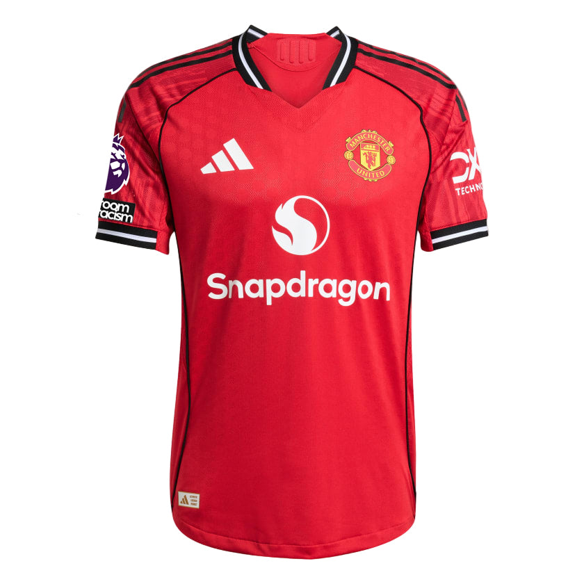 adidas Heaven Men's Manchester United Authentic Home Jersey 25/26 w/ NRFR + EPL Patch (Red)