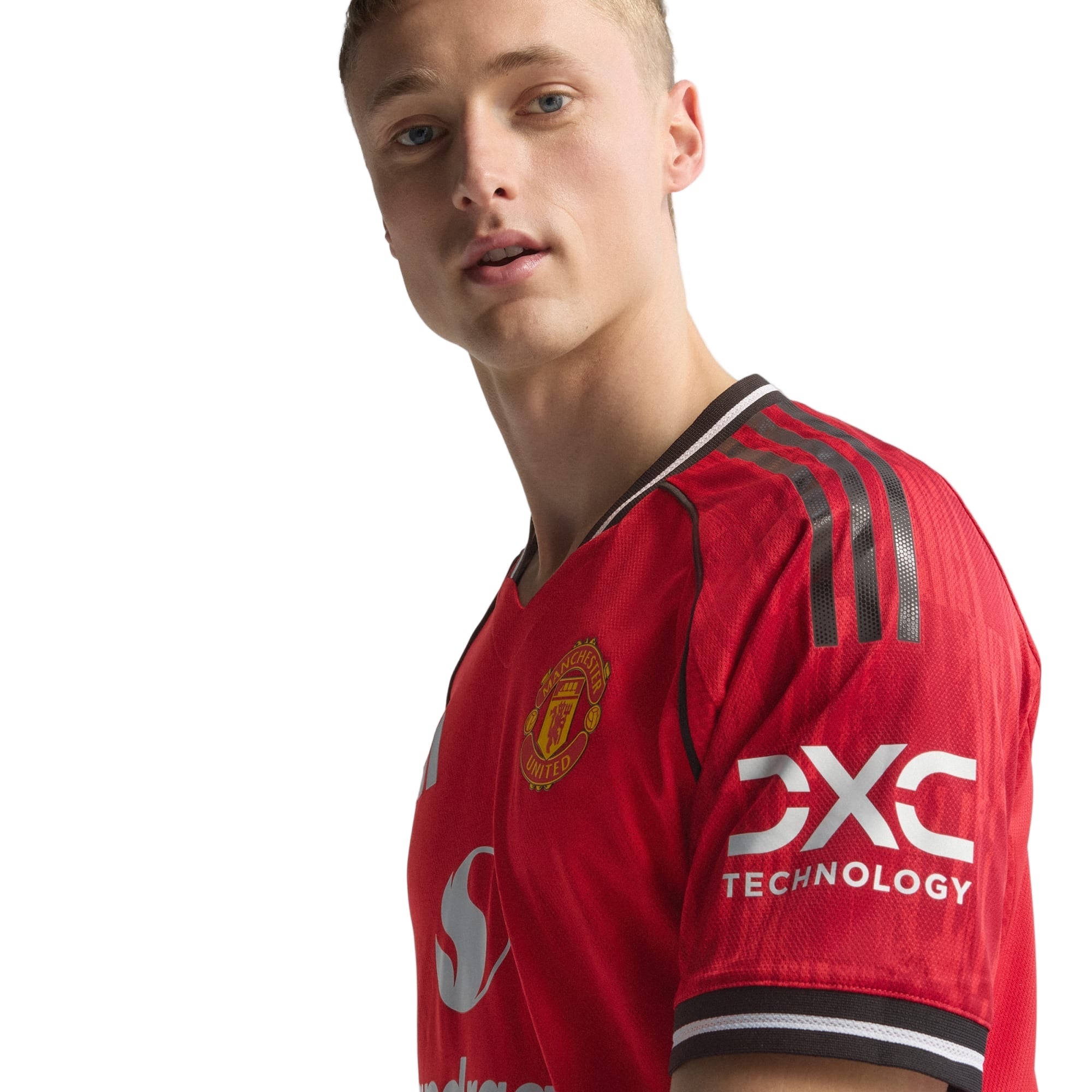 adidas Mazraoui Men's Manchester United Authentic Home Jersey 25/26 w/ NRFR + EPL Patch (Red)