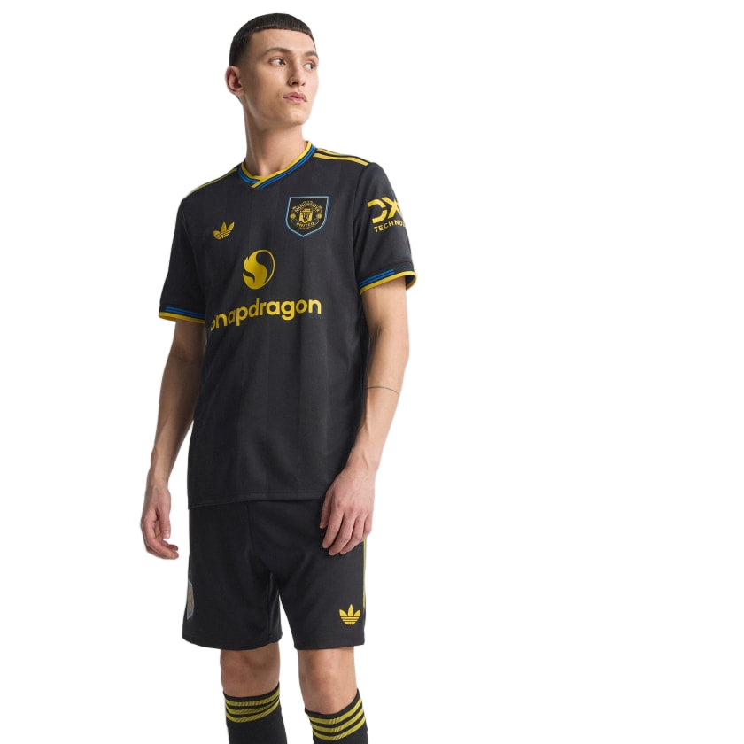 adidas Dorgu Men's Manchester United Authentic Third Jersey 25/26 w/ NRFR + EPL Patches (Black)