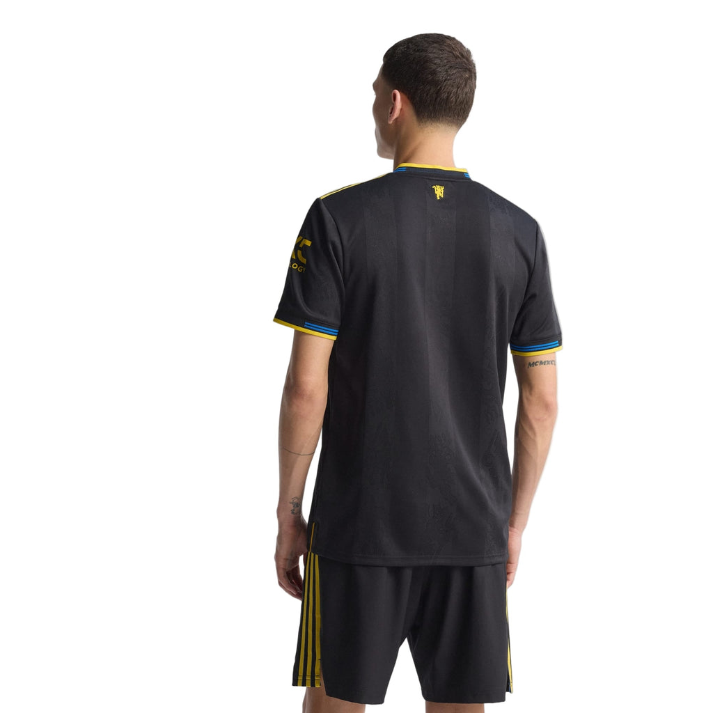 adidas Dorgu Men's Manchester United Authentic Third Jersey 25/26 w/ NRFR + EPL Patches (Black)