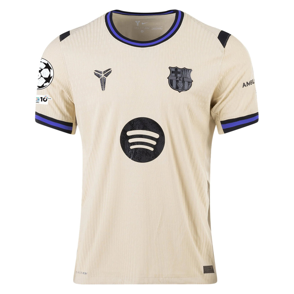 Nike Lamine Yamal Men's FC Barcelona Authentic Away Jersey w/ Champions League Patches (Team Gold/Persian Violet/Black)
