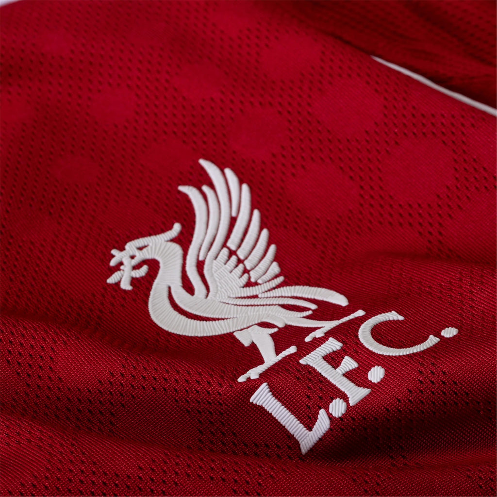 adidas Men's Liverpool FC Authentic Mohamed Salah Home Jersey 25/26 w/ Champions League Patches (Strawberry Red)