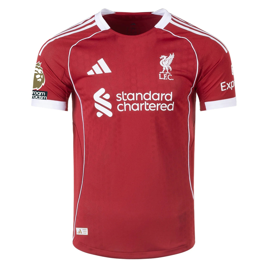 adidas Men's Liverpool FC Authentic Diogo J. Home Jersey 25/26 w/ EPL + NRFR Patches (Strawberry Red) (