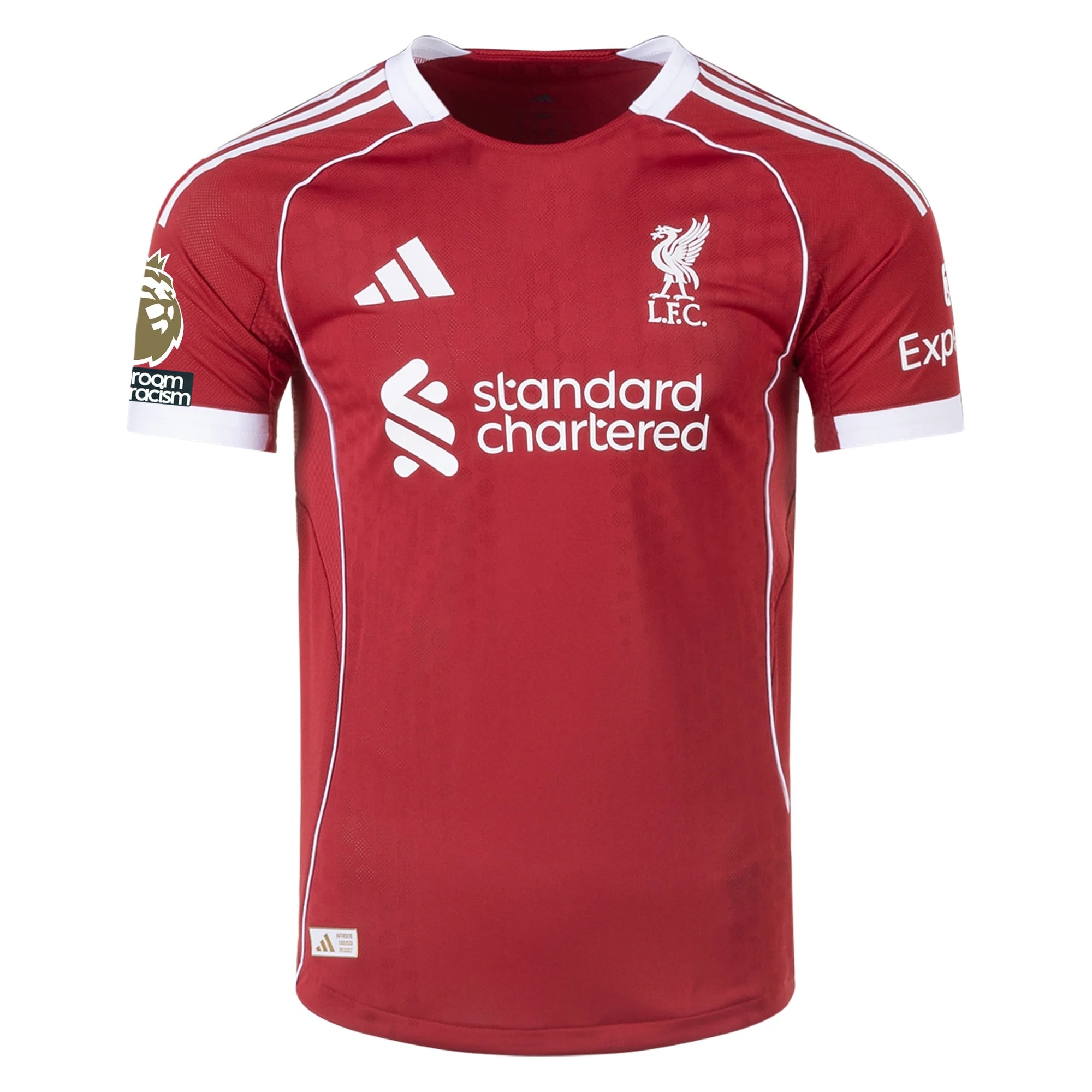 adidas Men's Liverpool FC Authentic Gakpo Home Jersey 25/26 w/ EPL + NRFR Patches (Strawberry Red)
