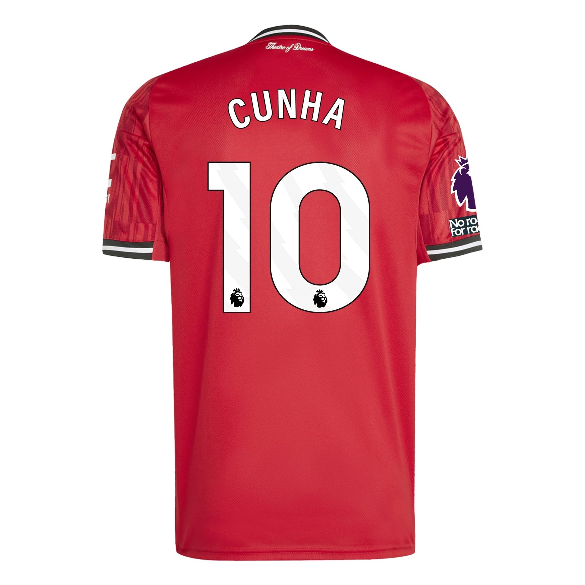 adidas Cunha Men's Manchester United Home Jersey 25/26 w/ EPL + NRFR Patches (Red)