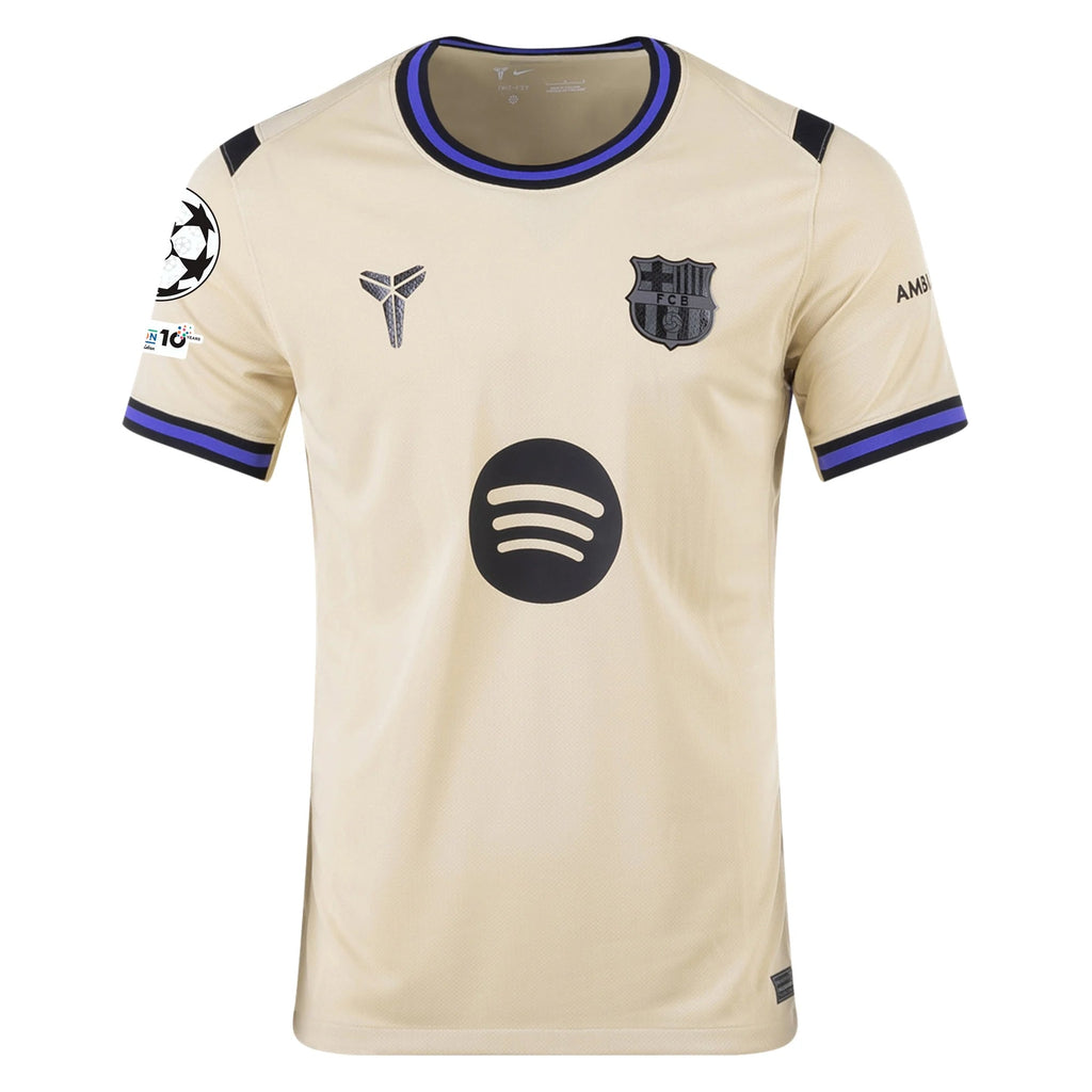 Nike Kobe Bryant Men's FC Barcelona Away Jersey 25/26 w/ Champions League Patches (Team Gold/Persion Violet/Black)