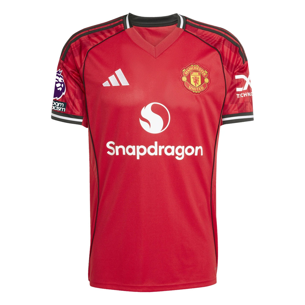 adidas Mazraoui Men's Manchester United Home Jersey 25/26 w/ EPL + NRFR Patches (Red)