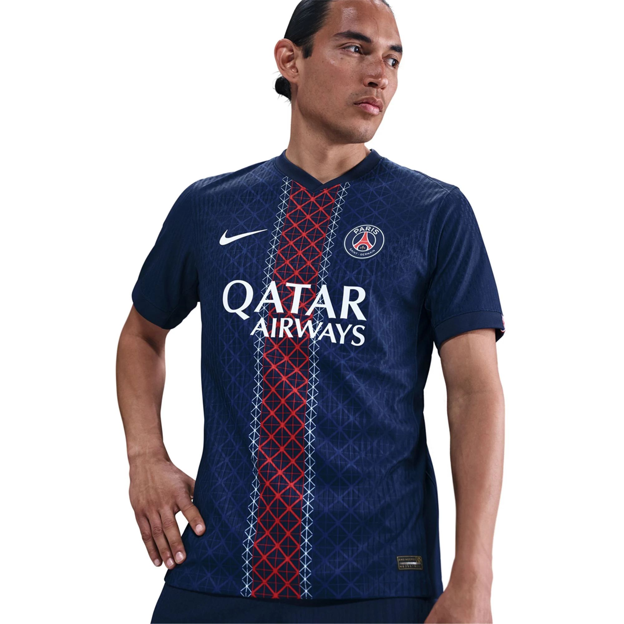 Nike Men's Barcola Paris Saint-Germain Authentic Home Jersey 25/26 w/ Champions League Patches (Navy)