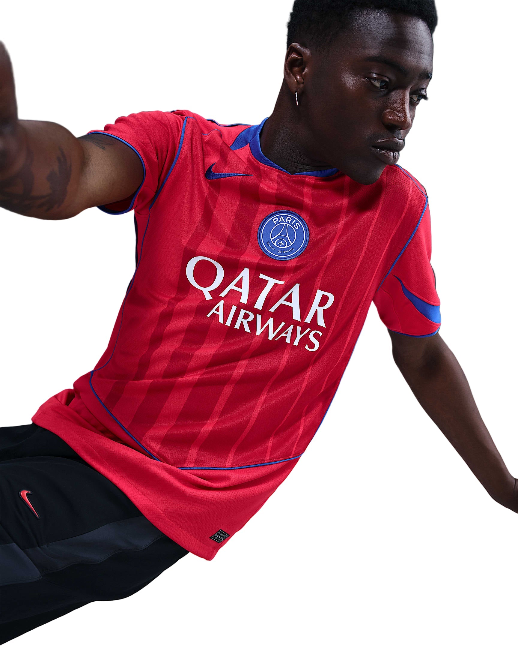 Nike Men's Paris Saint-Germain T90 Third Jersey 25/26 (Sport Red/Hyper Royal)