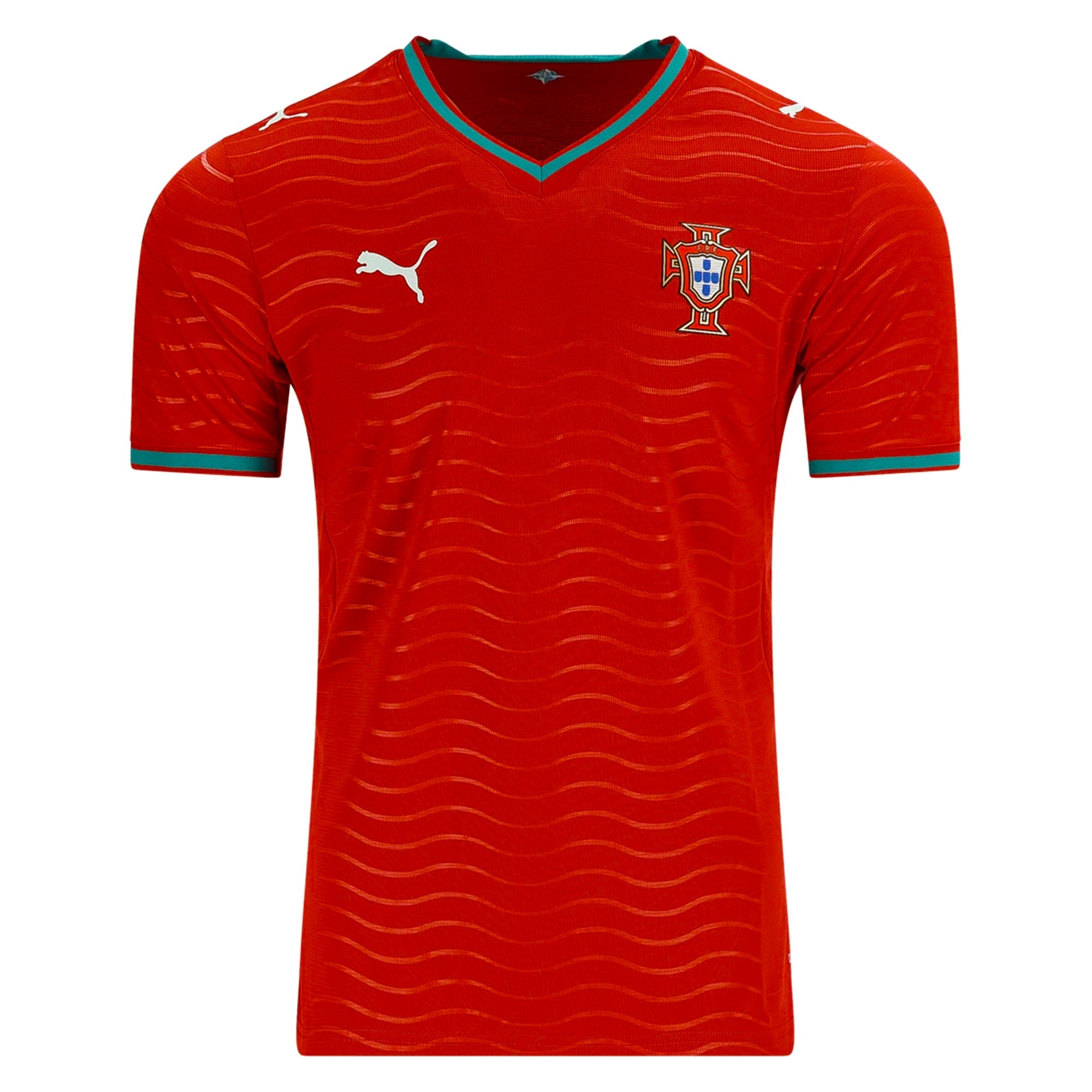 PUMA Portugal Home World Cup 2026 Soccer Jersey (Club Red/Green Lagoon)