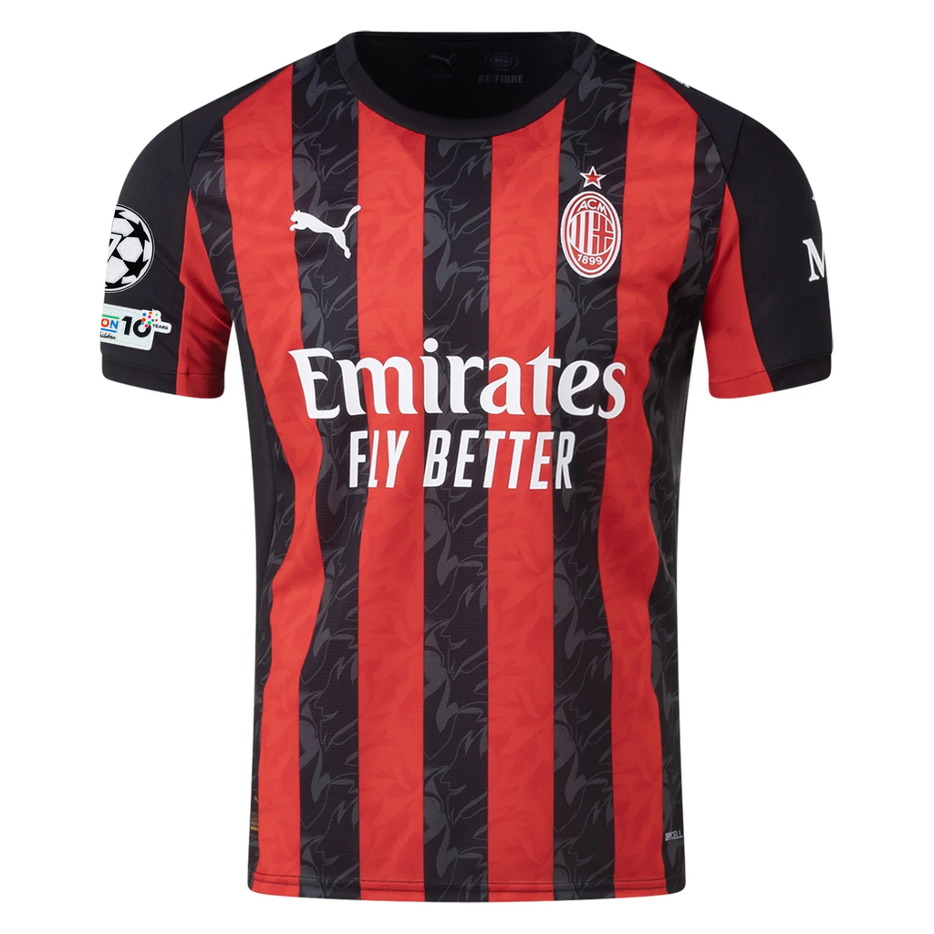 Puma Pavlovic Men's AC Milan Home Jersey w/ Champions League Patches 25/26 (Red/Black)
