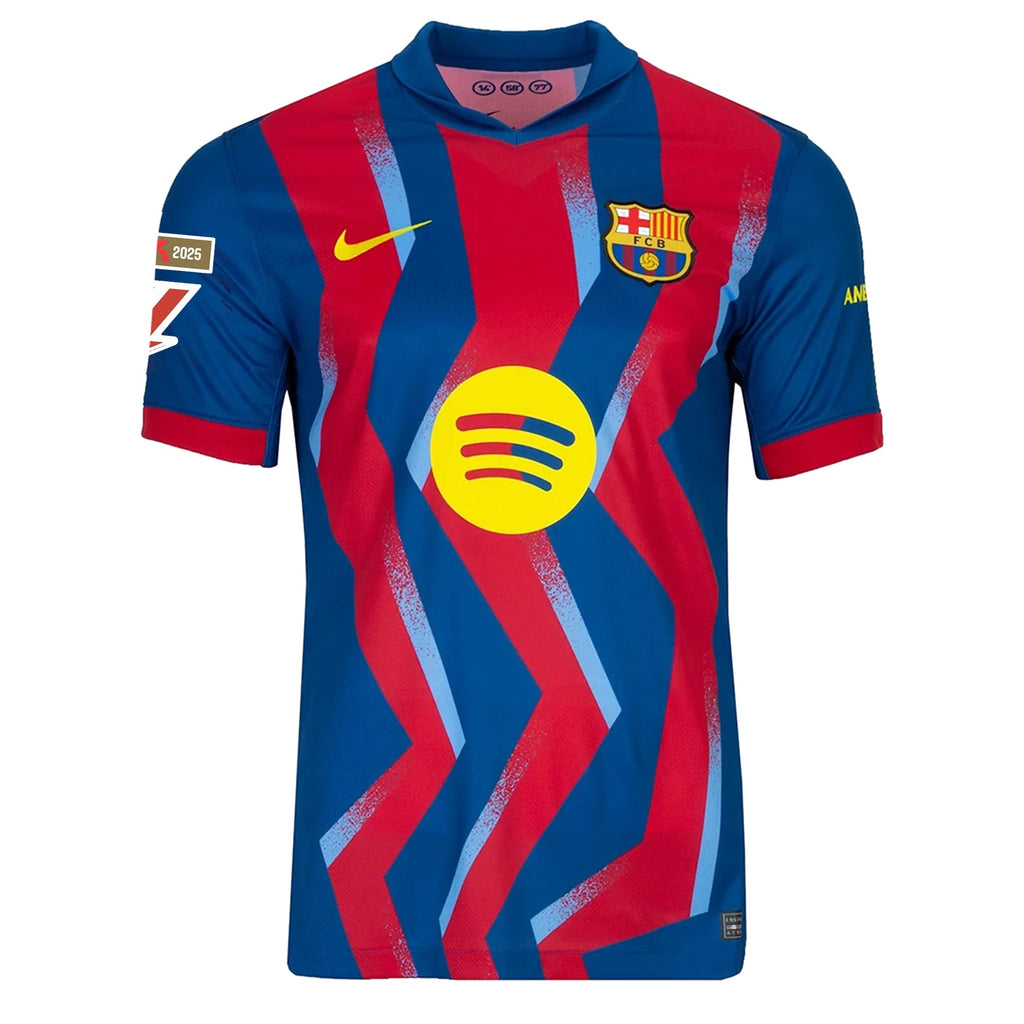 Nike Men's FC Barcelona Eric 4th Jersey 25/26 w/ La Liga Patches (Blue/Red/Yellow)