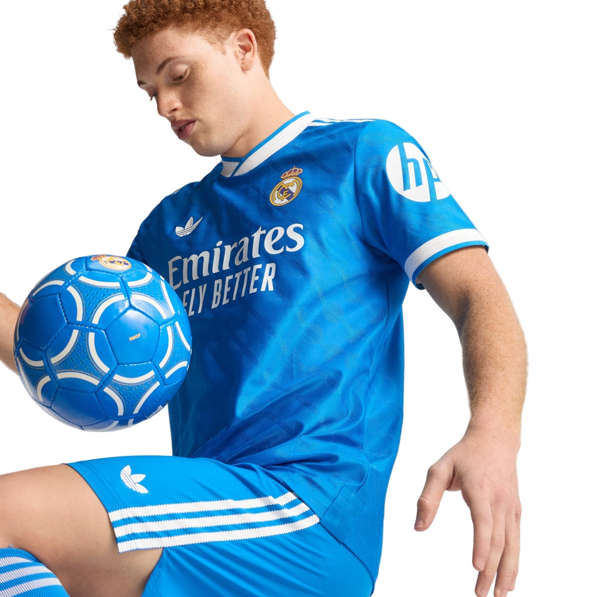 adidas Men's E. Militao Real Madrid 25/26 Authentic Third Jersey w/ Champions League Patches (Blue)