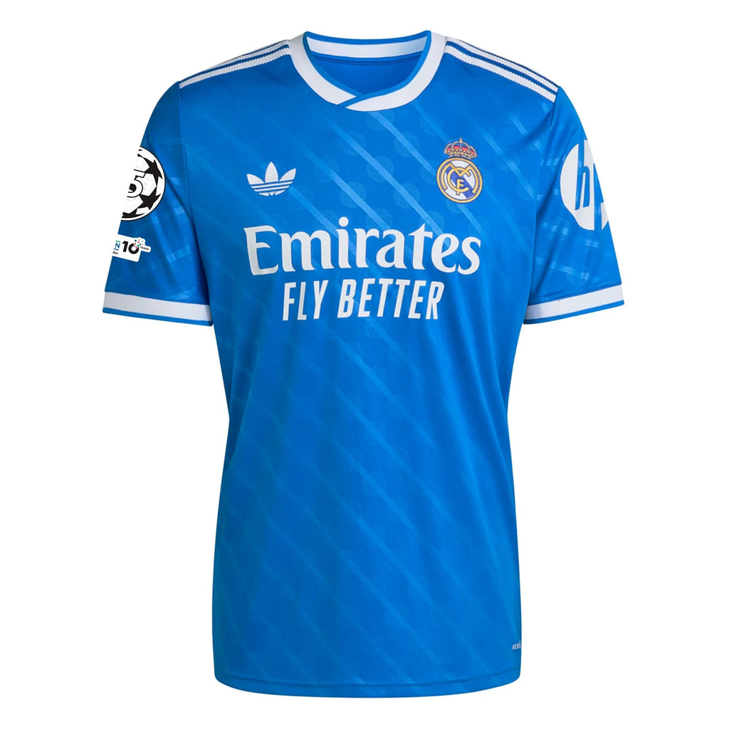 adidas Fran Garcia Men's Real Madrid Third Jersey 25/26 w/ Champions League Patches (Blue/White)